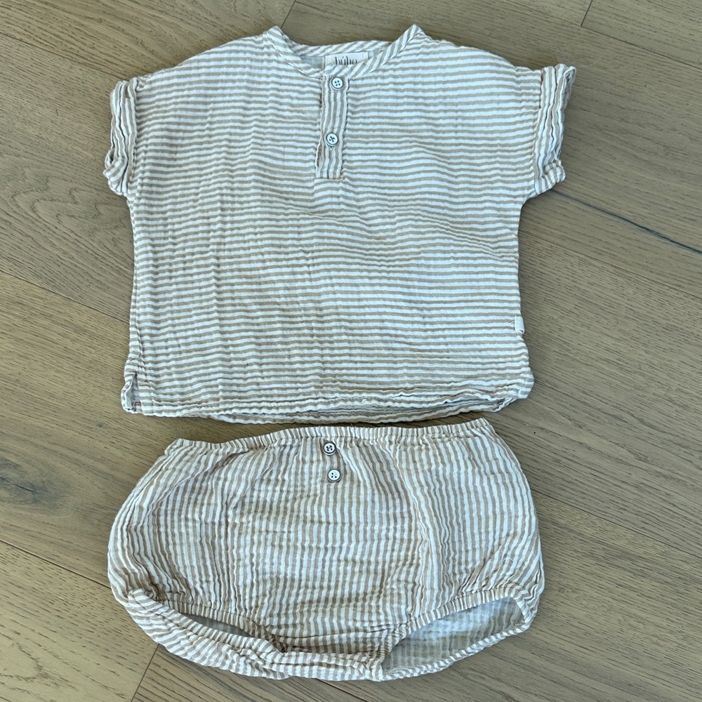 BÚHO Baby Striped Top and Bloomers Set